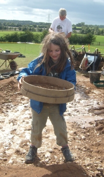 The all-important sieving of the soil from Pegasus Barrow.